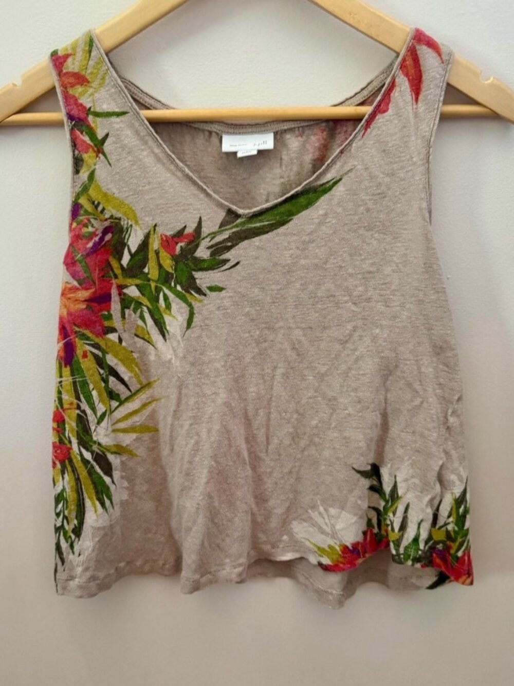 Floral-Accent Tank Top - Tropical/Beachy, size L